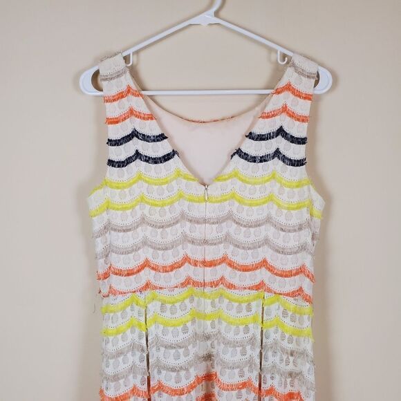 Trina Turk Multicolor Scallop Fringe Lace Heights Dress Size 10 - Picture 7 of 9